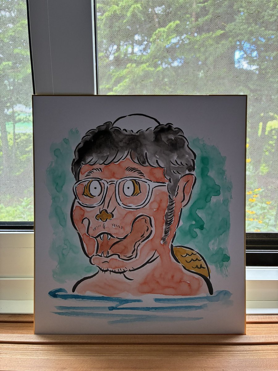 senpooky's tweet photo. 遠野のカッパにしてもらいました。 #遠野伝承園 #カッパ似顔絵 https://t.co/7TIBsJjeKx