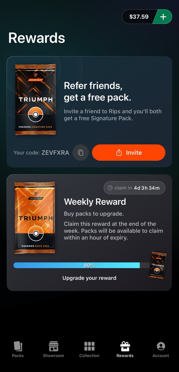 _UrbanSpaceman's tweet photo. Get right Use my referral link to win on Triumph Rips! Enter code ZEVFXRA and get a card pack for free. https://t.co/gWkugLFx9E https://t.co/9JpLLosFCo