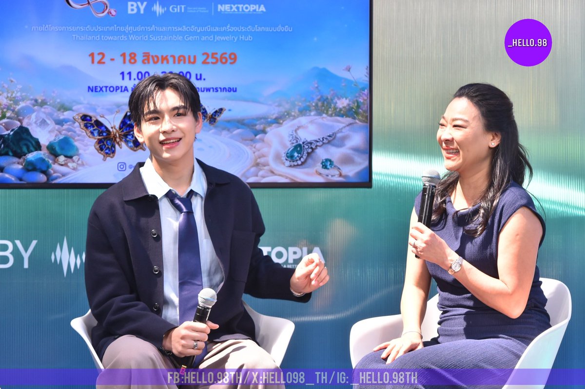 Hello98_th's tweet photo. “นอร์ท ปริชญ์ดิศรณ์” ศิลปิน T-pop สมาชิกวง iZ และคุณแม่ มาร่วมพูดคุยแบ่งปันเรื่องราวความผูกพันผ่านอัญมณีและเครื่องประดับ💍🩵✨

GIT x NORD
#GITxNord
#NordPritdison #iZ #NordPritdison #iZ_theofficial
#GITThailand #GITxNEXTOPIA 
#ResponsibleJewelry #ThePureLight #วันแม่ https://t.co/tUsMY9K89V