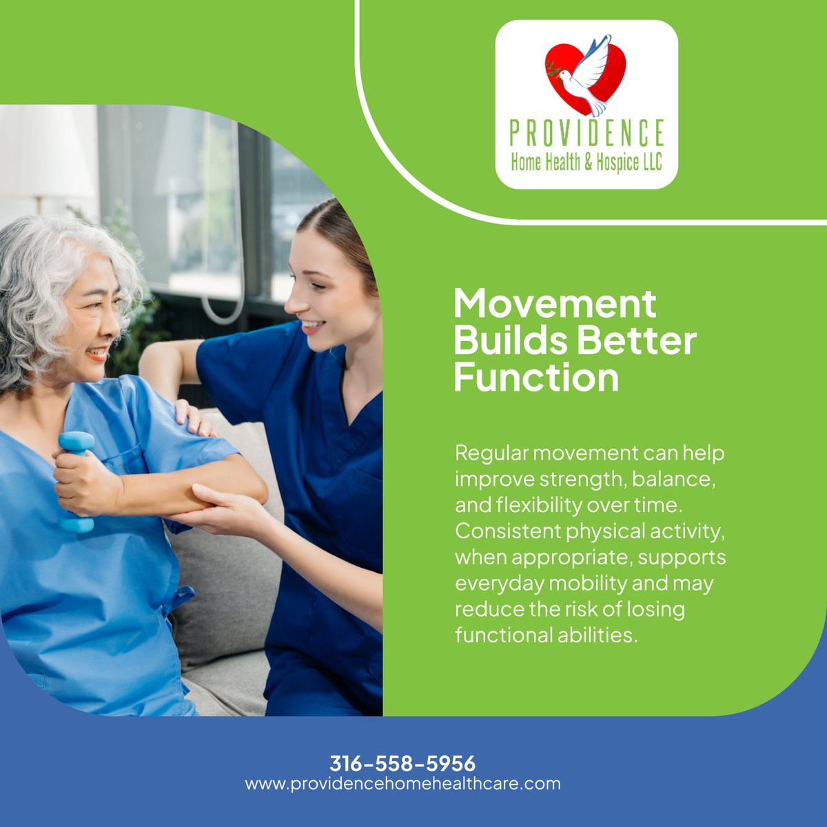 ProvidenceHHAH's tweet photo. Small improvements in movement often begin with regular practice. 🚶 Staying active within your ability can support everyday function and confidence.

#PhysicalTherapy #Mobility #HealthyMovement https://t.co/5oxgtWrOL0
