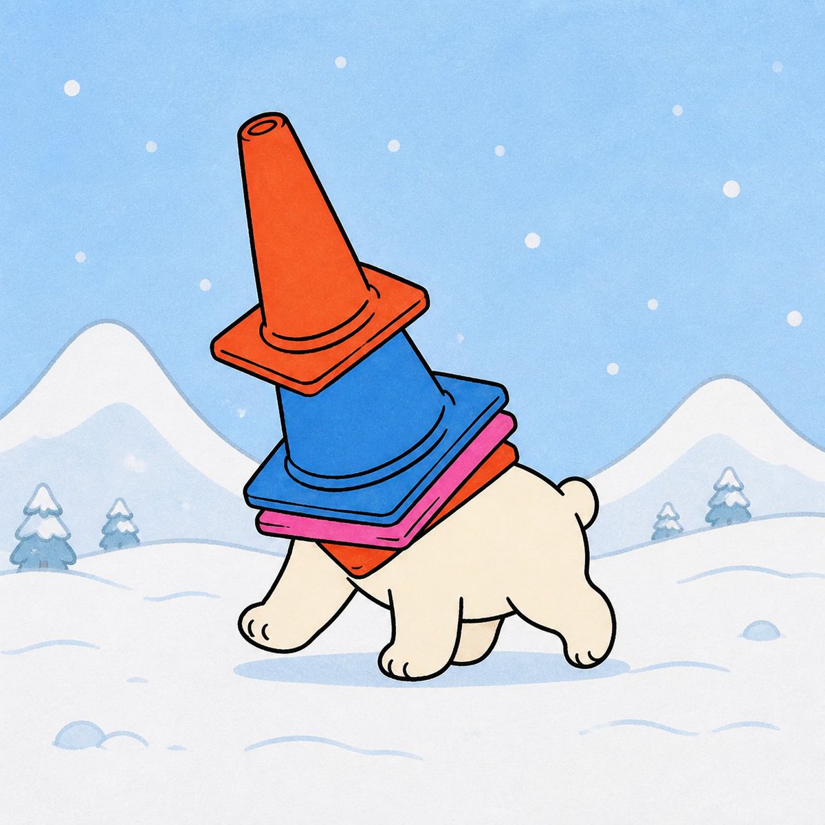 Momota_bear's tweet photo. hey, this is momota. he’s a bear and he’s been walking around with a bunch of traffic cones on his head for some reason  

launching him on https://t.co/wbowQXOKM1 soon. i’ll post the link when it’s live 🐻 #SOLANA #PUMPFUN https://t.co/WLF3n7EKSp