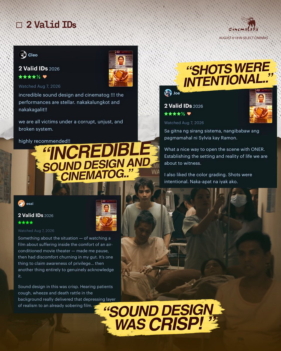 _super_ent's tweet photo. From the cinematography to its sound design, 2 Valid IDs is definitely a cinematic experience worth seeing on the big screen! 

Few seats left for our Ayala Malls screenings today:
2:30 PM Ayala Malls Circuit
2:30 PM Market! Market!
Get tickets today at https://t.co/LnG9wBjIqk https://t.co/9F2lqdhAgS