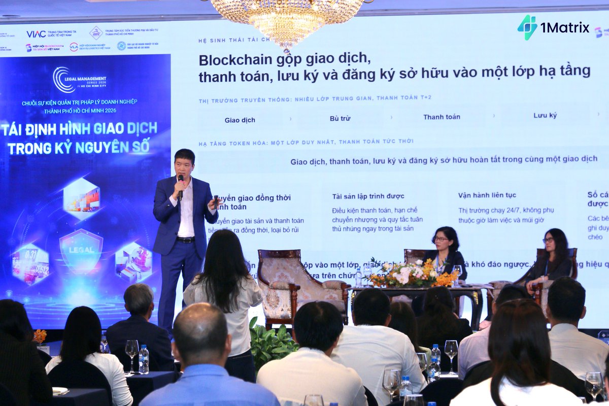vmatrixvietnam's tweet photo. Mr. Phan Duc Trung, Chairman @VietnamVBA & 1Matrix at the conference “Digital transformation in financial transactions - Facilitating capital flows or complicating disputes?”, held on August 12, 2026, in Ho Chi Minh City. #VIAC #ITPC #VAFI https://t.co/U1q1SCns8d