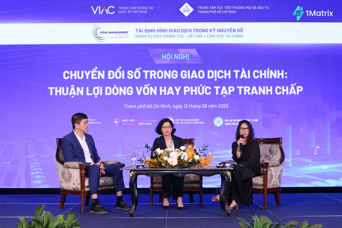 vmatrixvietnam's tweet photo. Mr. Phan Duc Trung, Chairman @VietnamVBA & 1Matrix at the conference “Digital transformation in financial transactions - Facilitating capital flows or complicating disputes?”, held on August 12, 2026, in Ho Chi Minh City. #VIAC #ITPC #VAFI https://t.co/U1q1SCns8d