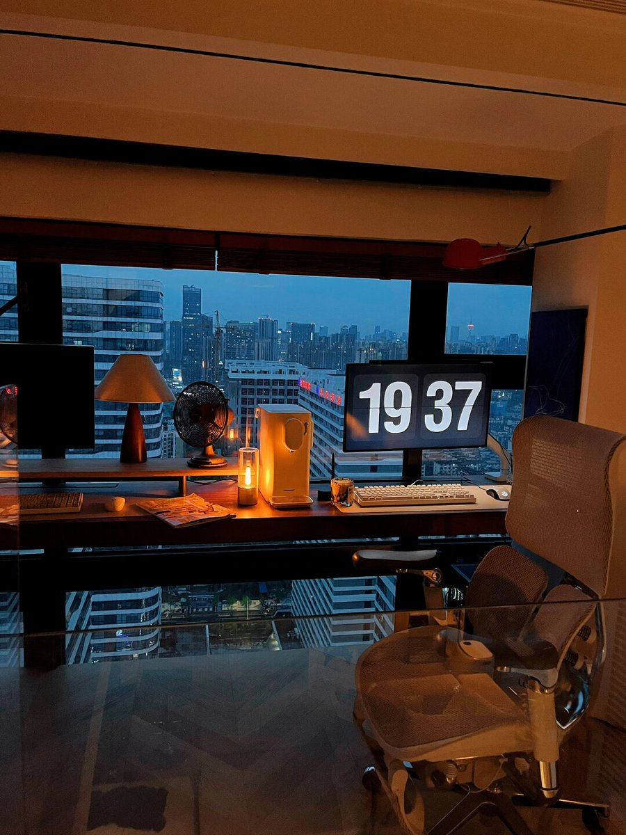 JeremiahByrd7's tweet photo. Pulling a late one at the desk, but coffee’s holding up and the view of the empty office lights is kind of peaceful. Small wins on busy nights! https://t.co/QQTs2okm0g
