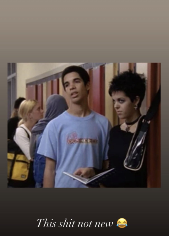 Kurrco's tweet photo. Drake posts an old photo of him with a goth girl via IG 😭

"This sh*t not new" https://t.co/mqR9OziWts
