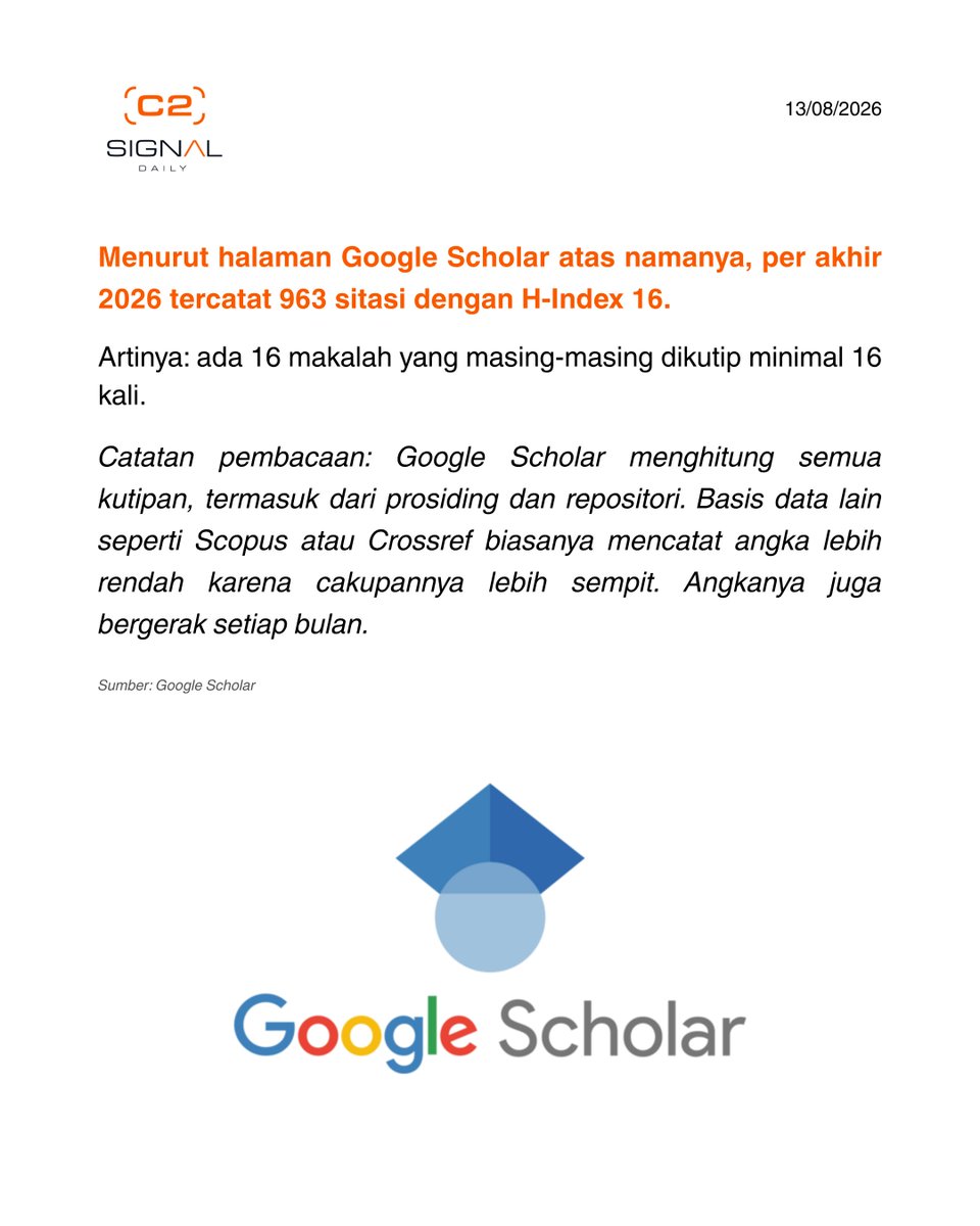 signal__daily's tweet photo. Tiga dekade meneliti hal yang tak kasatmata di air pendingin reaktor. Kini BRIN mengukuhkan Geni Rina Sunaryo sebagai profesor riset.

Pada 30 Juli 2026, BRIN mengukuhkan lima profesor riset di Gedung B.J. Habibie. Salah satunya adalah Geni Rina Sunaryo dari Organisasi Riset https://t.co/4yQZVDncjI