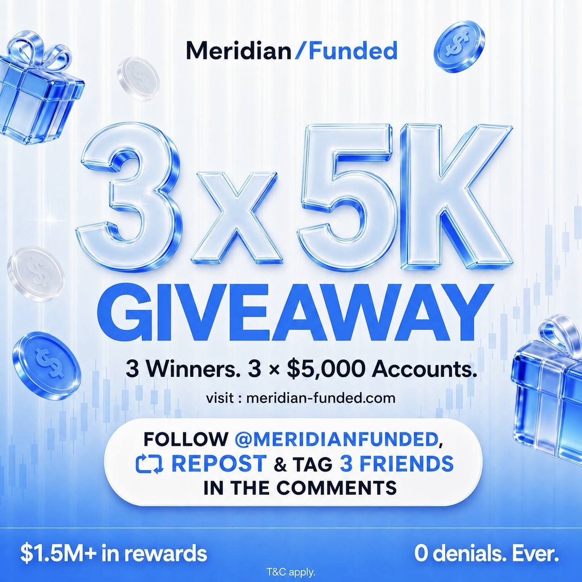 HTU_FX's tweet photo. 🚨 GIVEAWAY ALERT 🔔

3 × $5,000 Meridian Funded Challenge Accounts (MT5)

How to enter:

💠 Follow @MeridianFunded and @HTU_FX 

💠 Like, repost & tag 2 traders

💠 Join our Discord https://t.co/MKJTYWn9vw
💠 Also Follow: 
 @Ahmad_lambo
@DANHAJIYAFX1 
@Jalo_Trader 
@DawdaOntop 
@ameeenullah01

⏰ Winners announced in 5 days

Xpicker / Grok