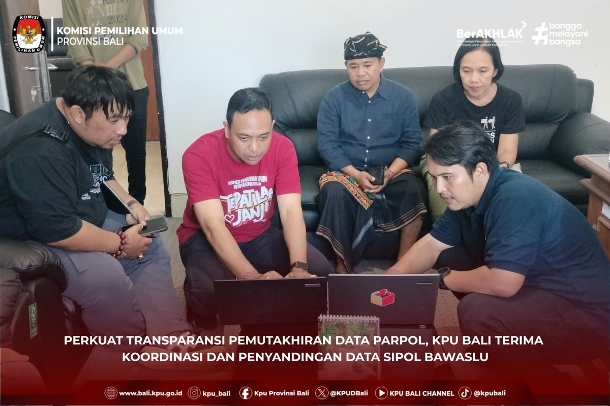 kpu_bali's tweet photo. #temanpemilih - KPU Provinsi Bali menerima kunjungan koordinasi sekaligus pelaksanaan penyandingan data Sistem Informasi Partai Politik (SIPOL) dari Badan Pengawas Pemilihan Umum (Bawaslu) Provinsi Bali pada Kamis (13/8/2026).

#KPUMelayani #kpubali @KPU_ID https://t.co/kSXWHUKQQs