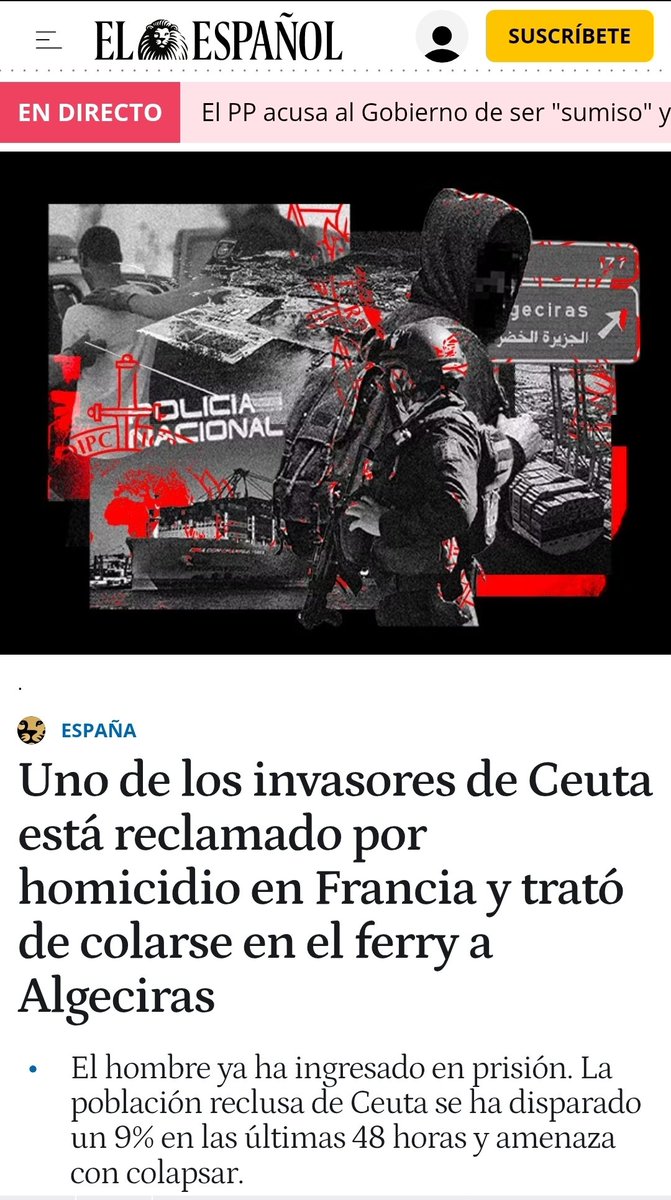 PerdigueroASP's tweet photo. Uno de los inmigrantes que participó en el asalto a Ceuta, fue detenido esta semana cuando trataba de coger el ferry a Algeciras para alcanzar la Península. El detenido está reclamado por homicidio en Francia y por un delito contra la salud pública por tráfico de drogas. https://t.co/uk3GlZCLf9