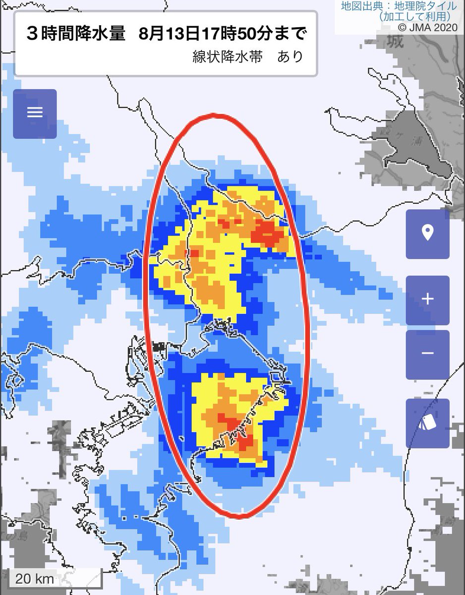 arakencloud's tweet photo. 千葉県北西部・南部で線状降水帯発生。
命に危険が及ぶ水害発生の危険度が急激に高まっています。厳重に警戒を！！ https://t.co/NcmrPkhOmU