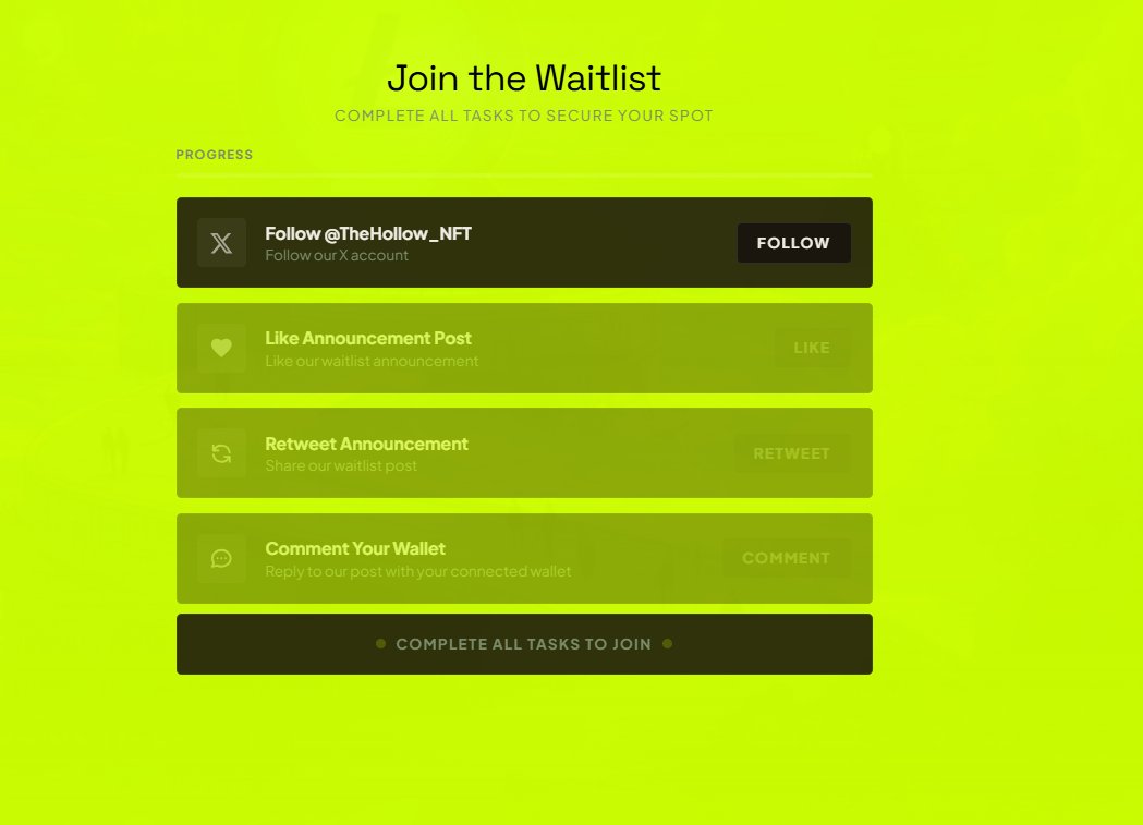 TheHollow_NFT's tweet photo. 🚨 WL SPOTS ARE NOW OPEN! 🚨

The community waitlist is officially LIVE! 🔥

👉 Join the Waitlist : 

https://t.co/CNONT7l82p

You can now submit your entry for a chance to secure a WL spot for the upcoming mint.

The Hollow mint is coming to @RobinhoodApp 

Good luck everyone! 🖤