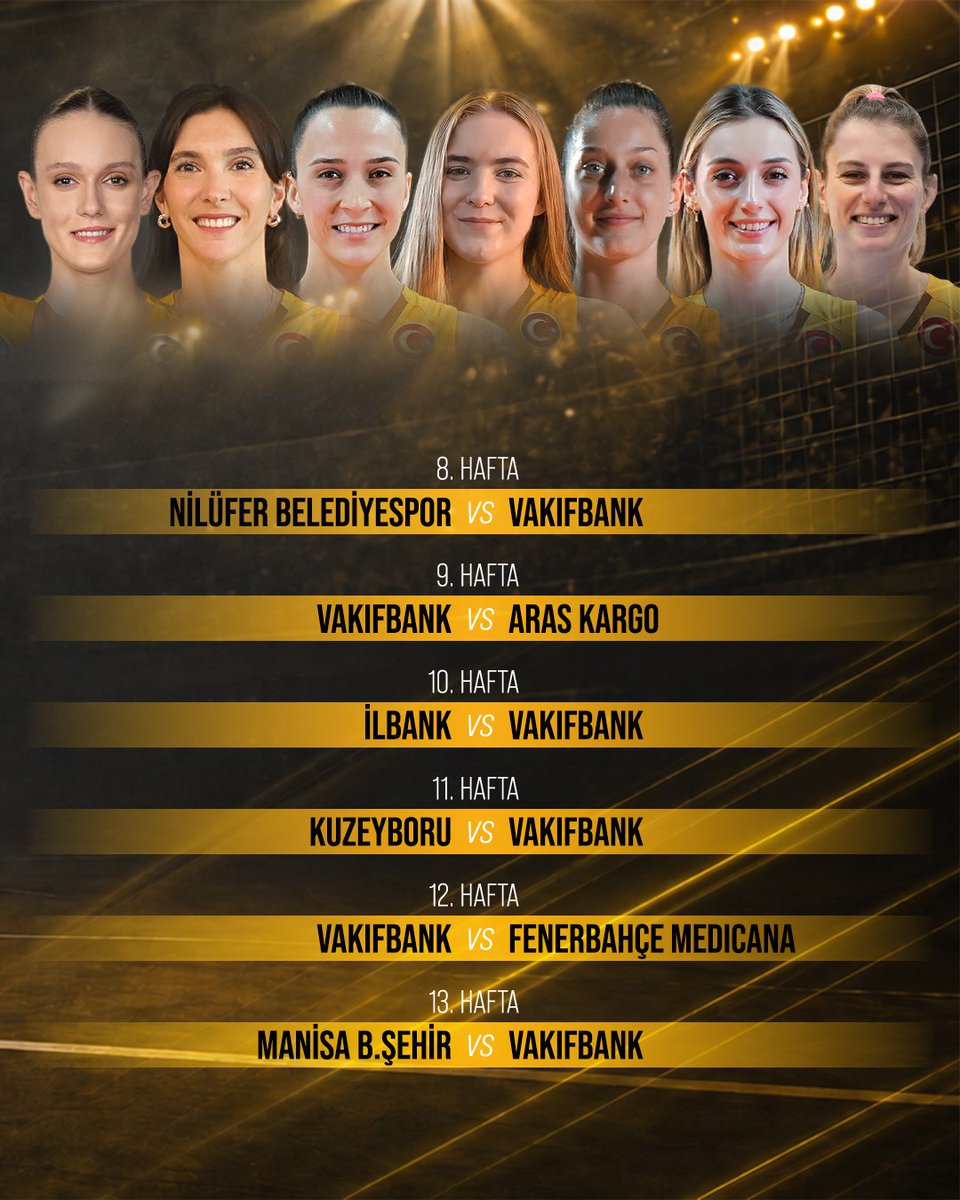 VakifBankSK's tweet photo. Vodafone Sultanlar Ligi 2026-2027 sezonu fikstürümüz belli oldu, şimdi geri sayıma başlıyoruz 💛🖤 https://t.co/RsdwFCoIlG
