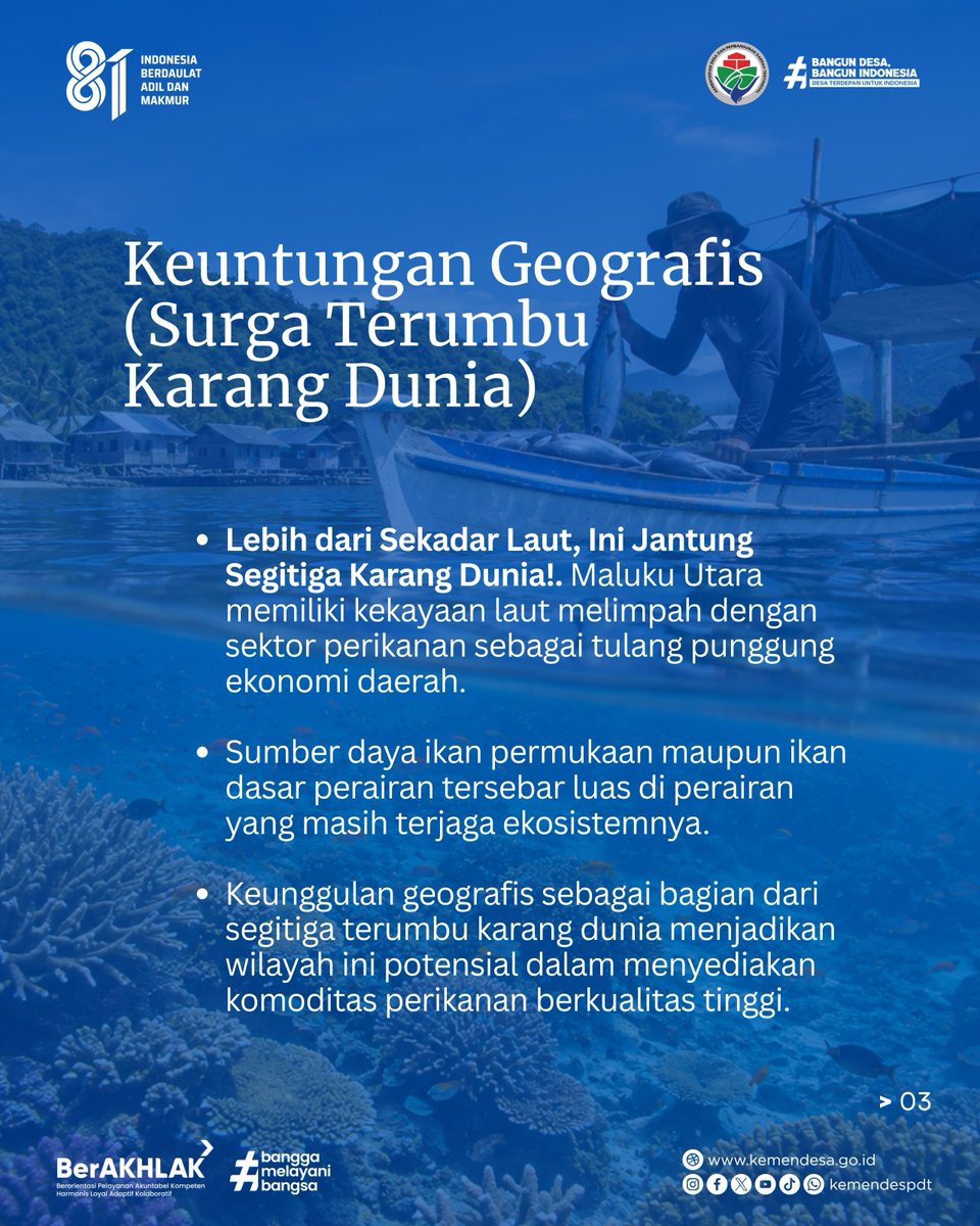 kemendespdt's tweet photo. Kekayaan alam perdesaan adalah kunci kedaulatan pangan kita! 🐟🌊

Sobat Desa, jika ada yang meragukan ketahanan pangan masyarakat desa, mari kita lihat betapa kayanya desa-desa pesisir kita di kawasan Maluku Utara. https://t.co/So9XNwZxvD