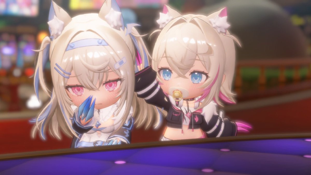 kitanaikawa's tweet photo. fuwawa loses all her life savings on gambling so mocochan gives her headpats as comfort 🐾 #myholodoriphoto https://t.co/gnnCmLSWvN