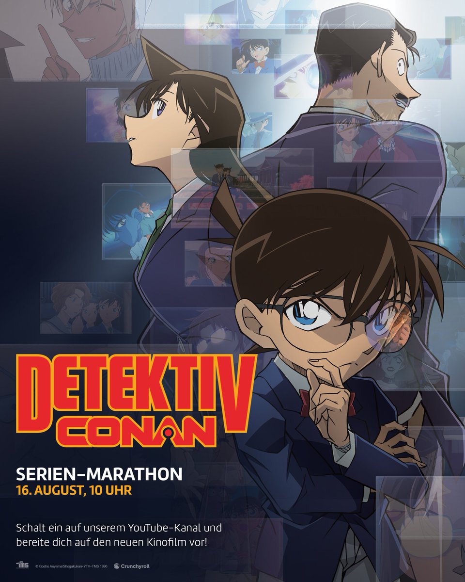 Crunchyroll_de's tweet photo. 📣 Ein Serien-Marathon für Detektiv Conan Film 29: Der gefallene Engel des Highways 📣

Gemeinsam könnt ihr euch am Sonntag, 16. August, 10:00 Uhr auf unserem YouTube-Kanal auf den neuen Film vorbereiten! ❤️ https://t.co/LxfrHSQH9Y