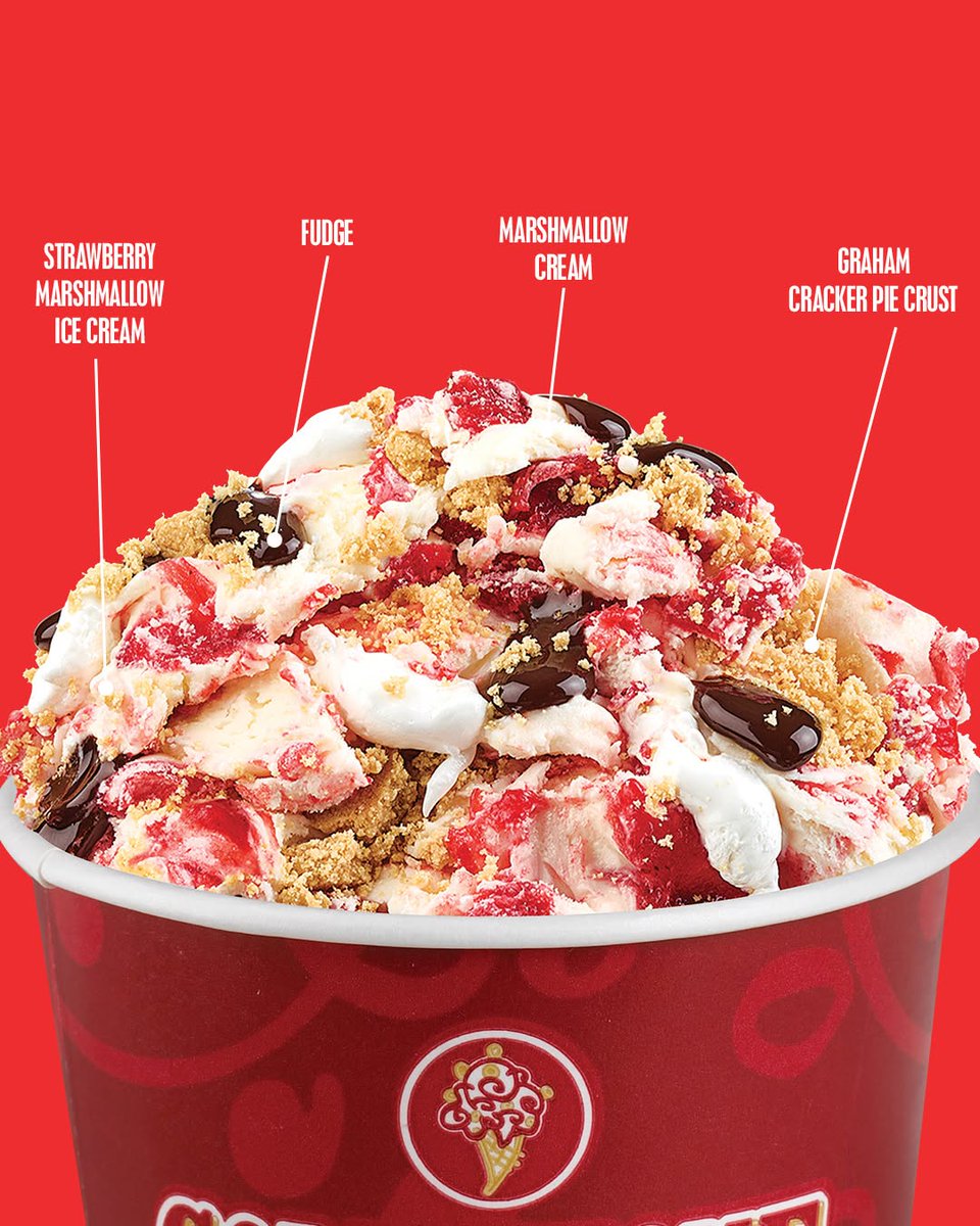ernestsch_4vhp's tweet photo. A cozy campfire classic with a spring twist! The Berry Best S'More is deliciously made with Strawberry Marshmallow Ice Cream, Fudge, Marshmallow Cream and Graham Cracker Pie Crust. ⛺🍓🍫🥧 https://t.co/Tz4DJnQrnG