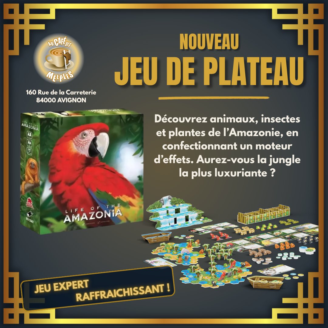 cafe_meeples_84's tweet photo. 🌿🐆 LIFE OF THE AMAZONIA EST ARRIVÉ !

Construisez votre propre jungle, développez sa biodiversité et créez les meilleures synergies entre animaux, plantes et habitats. 🌴🦜

🎒 Bag-building • Placement de tuiles • Stratégie

👥 1–4 joueurs • 14+ • ~120–150 min

#BoardGame https://t.co/2FelrZA0H0