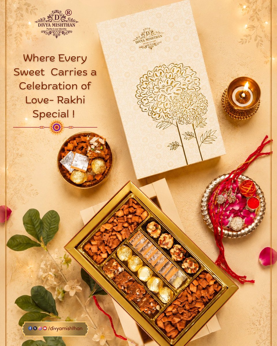 DivyaMishthan's tweet photo. where every sweet carries a celebration of love-rakhi special!

#RakhiSpecial #RakshaBandhan2026 #Rakhi2026 #RakshaBandhan #RakhiCelebration #RakhiGifts #RakhiSweets #RakhiSpecialSweets #SweetenTheBond #SweetestBond #SiblingLove #BrotherSisterLove #FestivalOfLove https://t.co/USYrGQHBeI