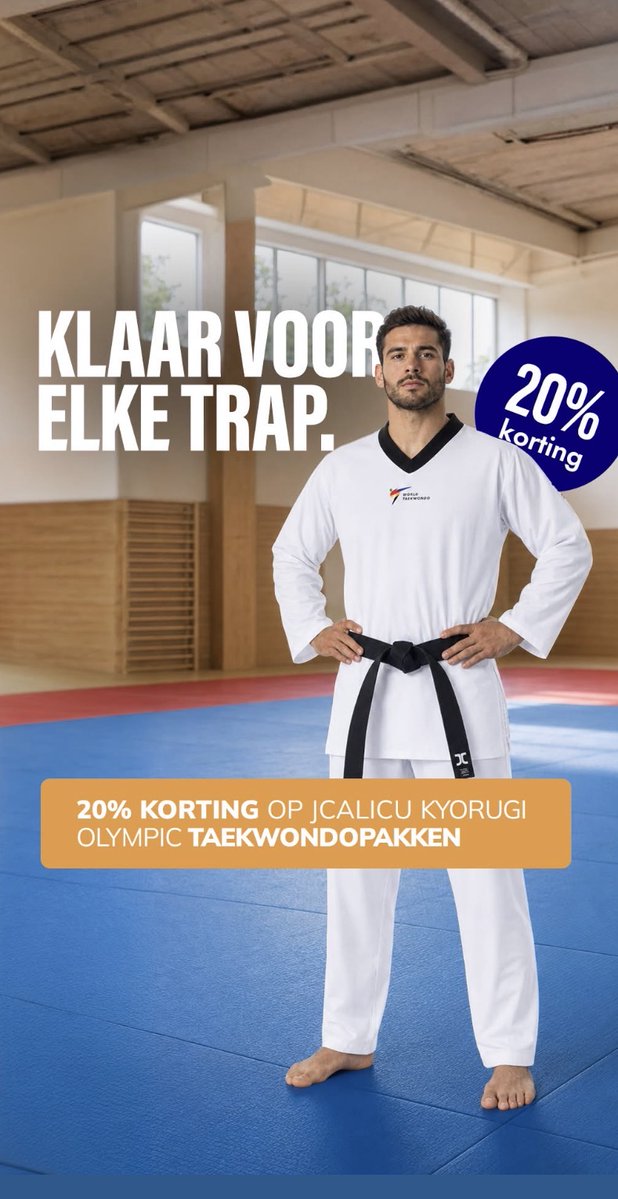JCBenelux's tweet photo. Trainen in een dobok dat met je meebeweegt. Nu 𝟐𝟎% 𝐤𝐨𝐫𝐭𝐢𝐧𝐠 op jouw teakwondopak met de 𝐜𝐨𝐝𝐞 𝐉𝐂𝟐𝟎! Claim je korting hier 👉🏻 https://t.co/lBjYW6ohZC

#NihonSport #KiesKwaliteit #PersonalPassionPerfection #Taekwondo #WorldTaekwondo #JCalicu #JCtaekwondo #JCtkd #TBN https://t.co/Cylc1U7nAF