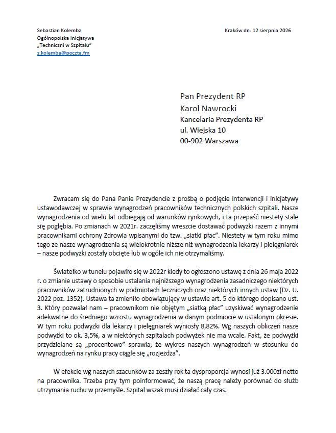 tech_w_szpitalu's tweet photo. Publikujemy pełną treść listu do Prezydenta RP Pana Karola Nawrockiego, który wczoraj trafił do Kancelarii Prezydenta. 

Na FB jest wklejona pełna treść listu. To ukłon w stronę mediów, by mogły szybko skopiować jego treść. https://t.co/VFwXwcIoBc