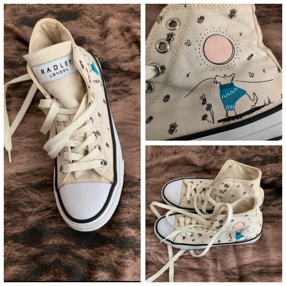 BlancoGoGo's tweet photo. #RetailTherapy 
I’ve never owned a pair of #HiTops before #Radley 
£2? Couldn’t say no #Vinted https://t.co/vXqX3wjNaW