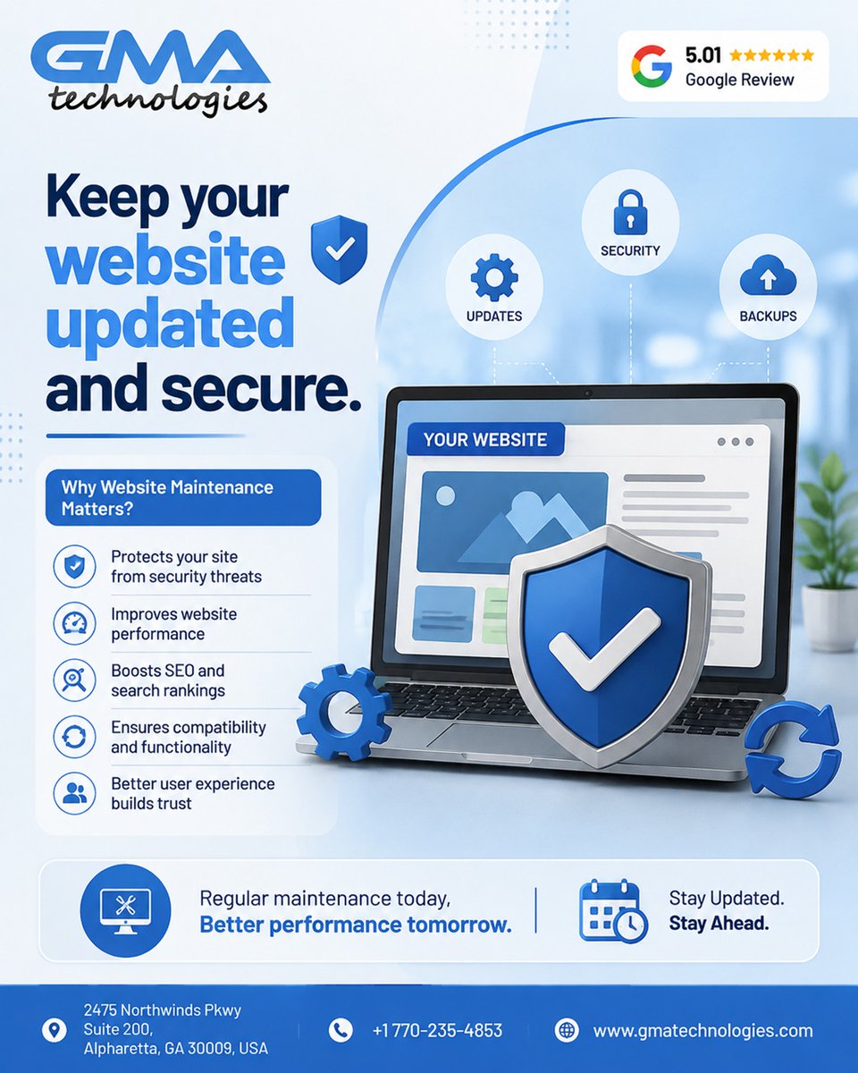 gmatechnologies's tweet photo. ๐ป GMA Technology helps businesses maintain secure, reliable, and high-performing websitesโso you can focus on what matters most: growing your business.
๐ Keep it updated. Keep it secure. Keep your business moving forward.
#WebsiteMaintenance #WebsiteSecurity #WebDevelopment https://t.co/fqXI47MHh4