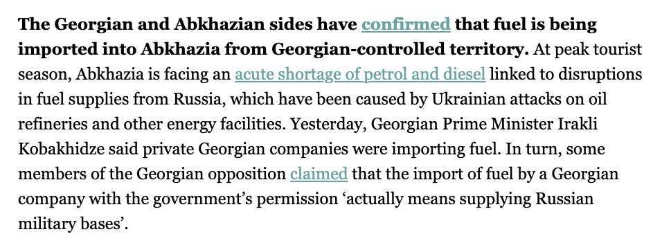 MsKristenTalman's tweet photo. Politically quite remarkable that Georgian private companies are now filling a supply gap in Abkhazia left by Russia https://t.co/sayyJb3soj