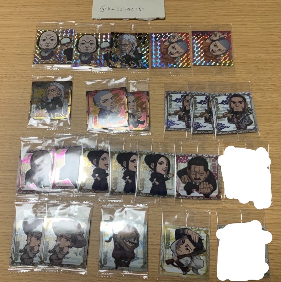km02544262's tweet photo. ゴールデンカムイ　ウエハース
交換譲渡

譲)SEC32
UR土方
ＳＲ白石
R土方白石
N尾形えどがい二階堂キロランケ牛山
家永ヴァシリ

求)ＳＲアシリパ
Rアシリパ
Nインカラマ
複数✖️１枚交換可能です

輸送で交換希望
写真付きでコメント下さるとありがたいです
よろしくお願いします！

＊未開封除菌済み https://t.co/twbvDBFW3Y