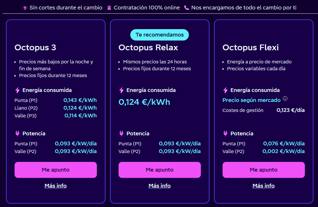 AhorraConSenti2's tweet photo. Tu factura de la luz cada mes: 😩📈 Tu factura con Octopus Energy: 😌📉
Mucha gente está ahorrando 15–40 € al mes sin cambiar nada en casa. 
Con mi enlace te regalan 50€
Ahorro real, mes a mes. Sin permanencia 🐙⚡💜
https://t.co/tDJZjr0O0l
 #OctopusEnergy #Ahorro #TarifaLuz https://t.co/HftDpela7l