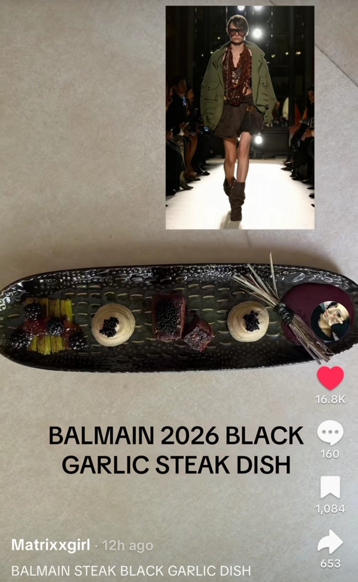 alaiasmuse's tweet photo. Current obsession is this woman on tiktok who makes the coolest dishes inspired by runway looks https://t.co/fJxHCeNFTX