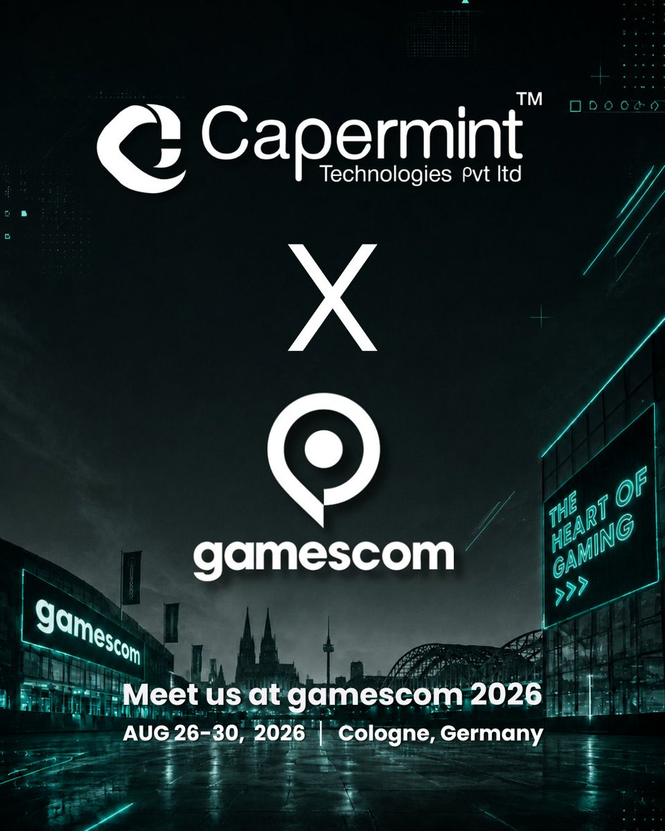 Imvivekshah's tweet photo. Capermint Technologies at gamescom 2026!

We’re heading to Cologne to connect with gaming leaders, explore new technologies, and shape what’s next for gaming.

Cologne, Germany
August 26–30, 2026

#Capermint #gamescom2026 #GameDevelopment #GamingTechnology #GameTech https://t.co/3DAqgu069J