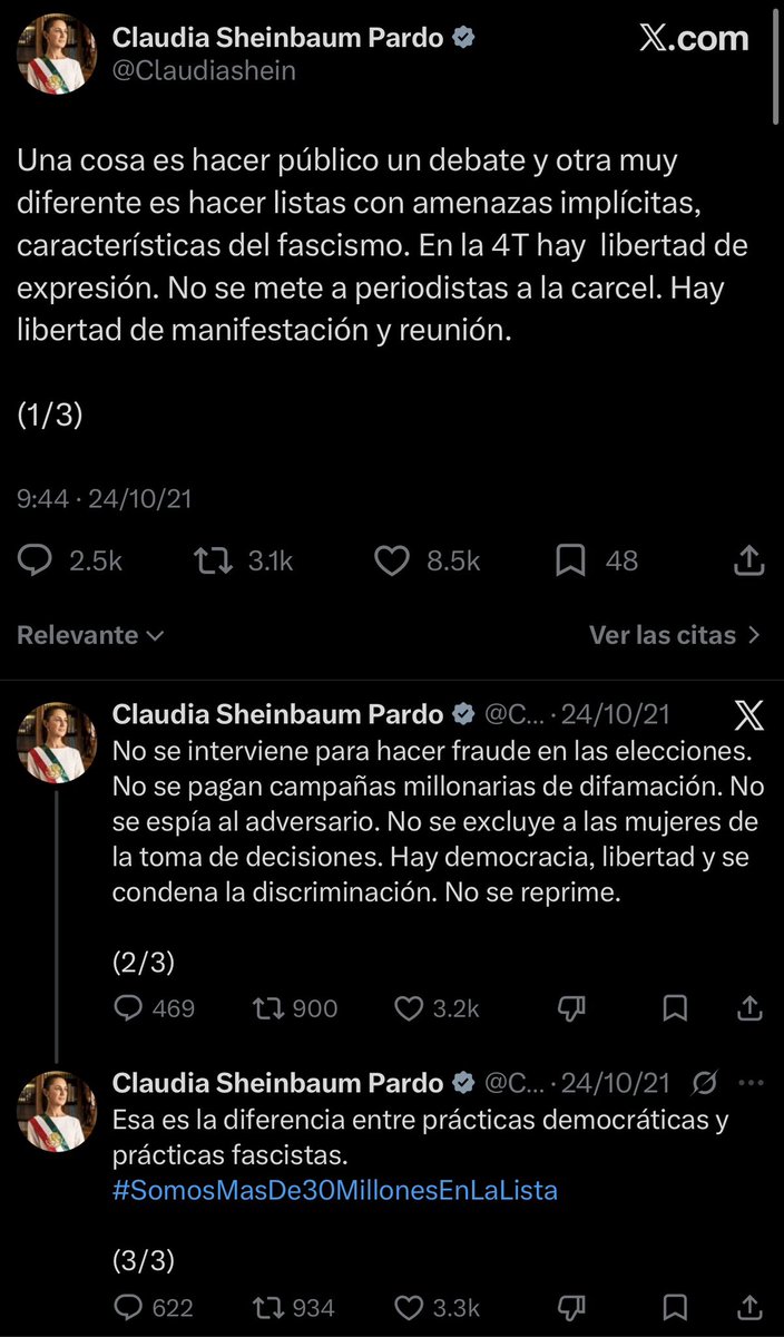 EIJefeDiego's tweet photo. Presidenta @Claudiashein, qué pinche incómodo debe ser tener Twitter desde 2021.

“Una cosa es hacer público un debate y otra muy diferente es hacer listas con amenazas implícitas, características del fascismo.”

¿No siente como que este tuit añejó medio mal? https://t.co/v4BQkaf3Xz