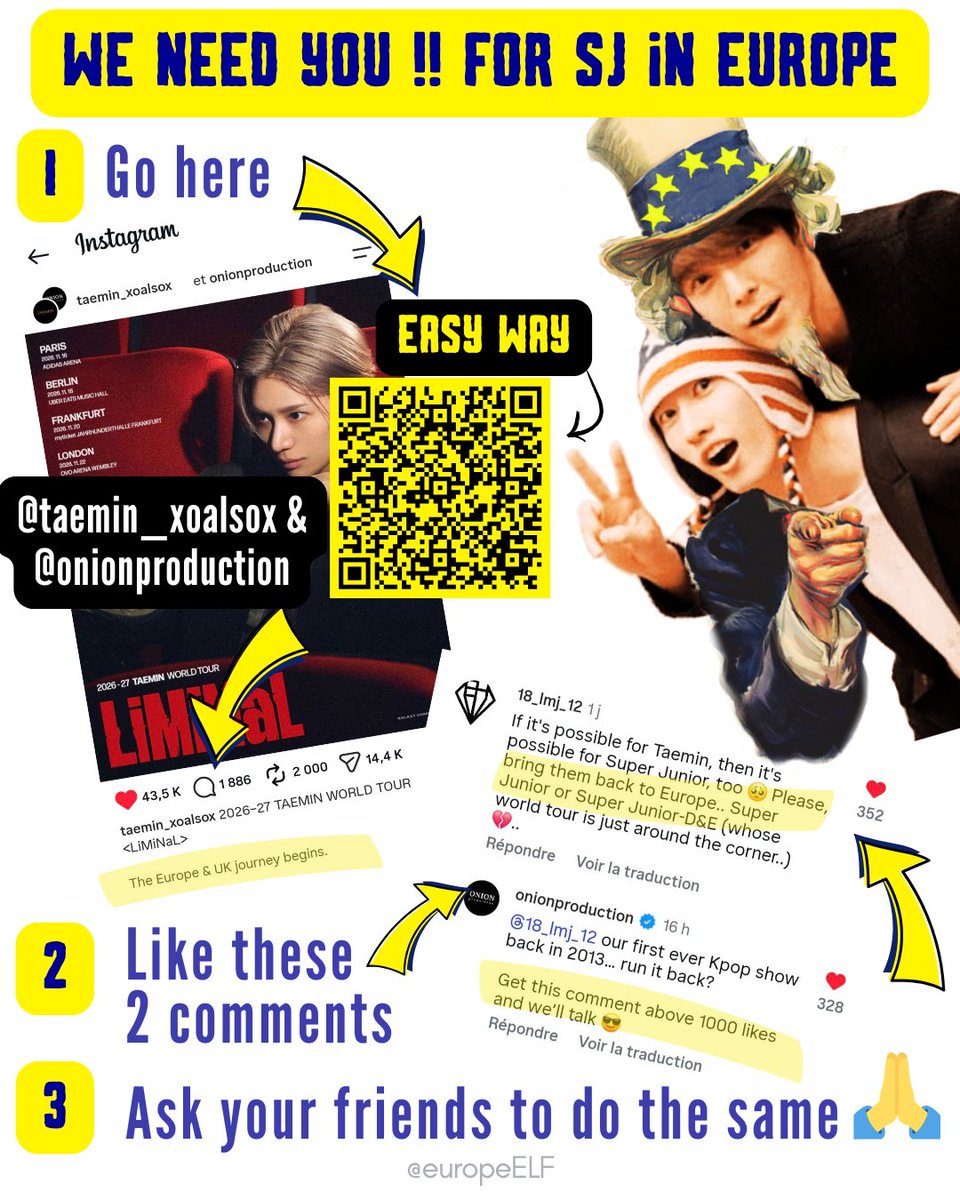 EuropeELF's tweet photo. ELF, we need you! Let's show @onionproduction there is demand for SJ subunits and soloists in Europe. 
After liking the comments in the picture, remember to like, comment and share this so more ELF will find out.
#SUPERJUNIOR
https://t.co/yr8gsCnaq6 https://t.co/AjckVxGdQ7