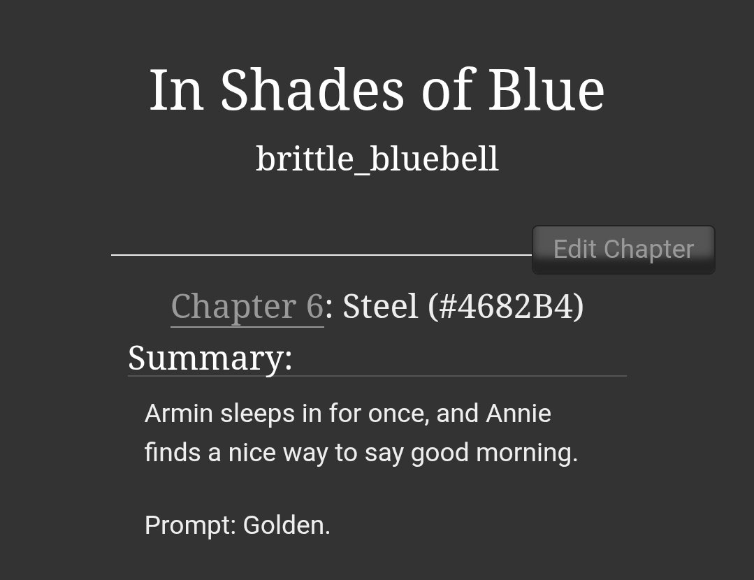 BrittleBluebell's tweet photo. Hi all!! I just posted Chapter 6 of In Shades of Blue for #aruaniversary2026. I hope you all enjoy 💙 

Prompt: Golden.

#aruani @aruaniweek2026 

Link: https://t.co/ICTtspykoe https://t.co/LXFOPqyIDE