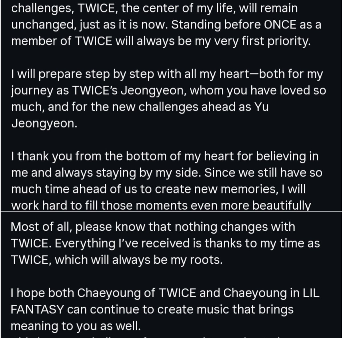 momonubecita's tweet photo. un sentir que me dan las cartas, pero  sobretodo agradezco enorme que sus maneras de decirlo sean tan así 🥹❤️‍🩹 y que digan ahí que nada cambia con Twice, que siempre serán su prioridad. Cosas como éstas hacen ver aún más que son artistas que aman lo que hacen y aprecian de verdad https://t.co/WnlEYVMG4r