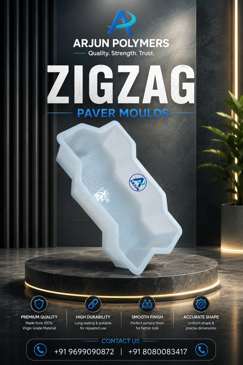 arjun_moulds's tweet photo. Zigzag Plastic Paver Moulds From Arjun Polymers 🧱
Manufactured for strength, precision and long-lasting performance, our Zigzag Plastic Paver Moulds are ideal for producing high-quality zigzag paver blocks with consistent shape and finish.
+91 9699090872 | +91 8080083417 https://t.co/WH7S6aLzqp