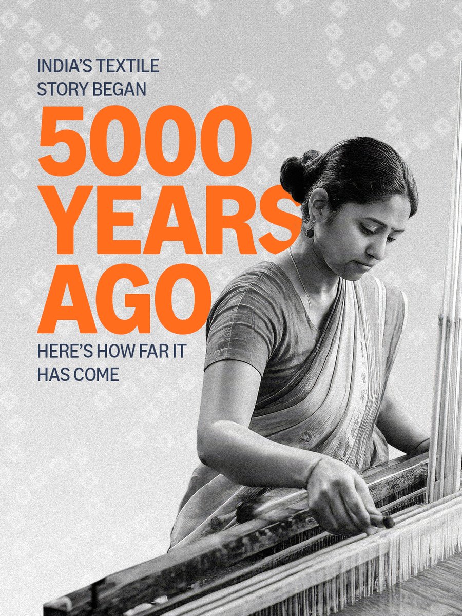 AGlobalSelling's tweet photo. From a 5,000-year-old textile legacy to a $100B export vision.

India’s textile story has travelled across generations, continents and now, towards a bigger global opportunity.

Read More about India's textile tradition: https://t.co/O4tU8QHeUT

#amazonglobalselling #madeinindia #viksitbharat #exports #indiakaglobalsafar

@TexMinIndia @girirajsinghbjp @GovtOfIndia_