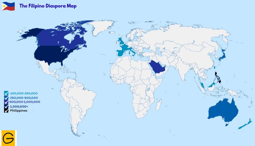 Given06yt's tweet photo. Where Filipinos go, Jollibee follows.

Here, side by side, are maps highlighting where the Filipino diaspora resides, as well as the concentration of Jollibee stores worldwide. https://t.co/pzWhbBd5aj