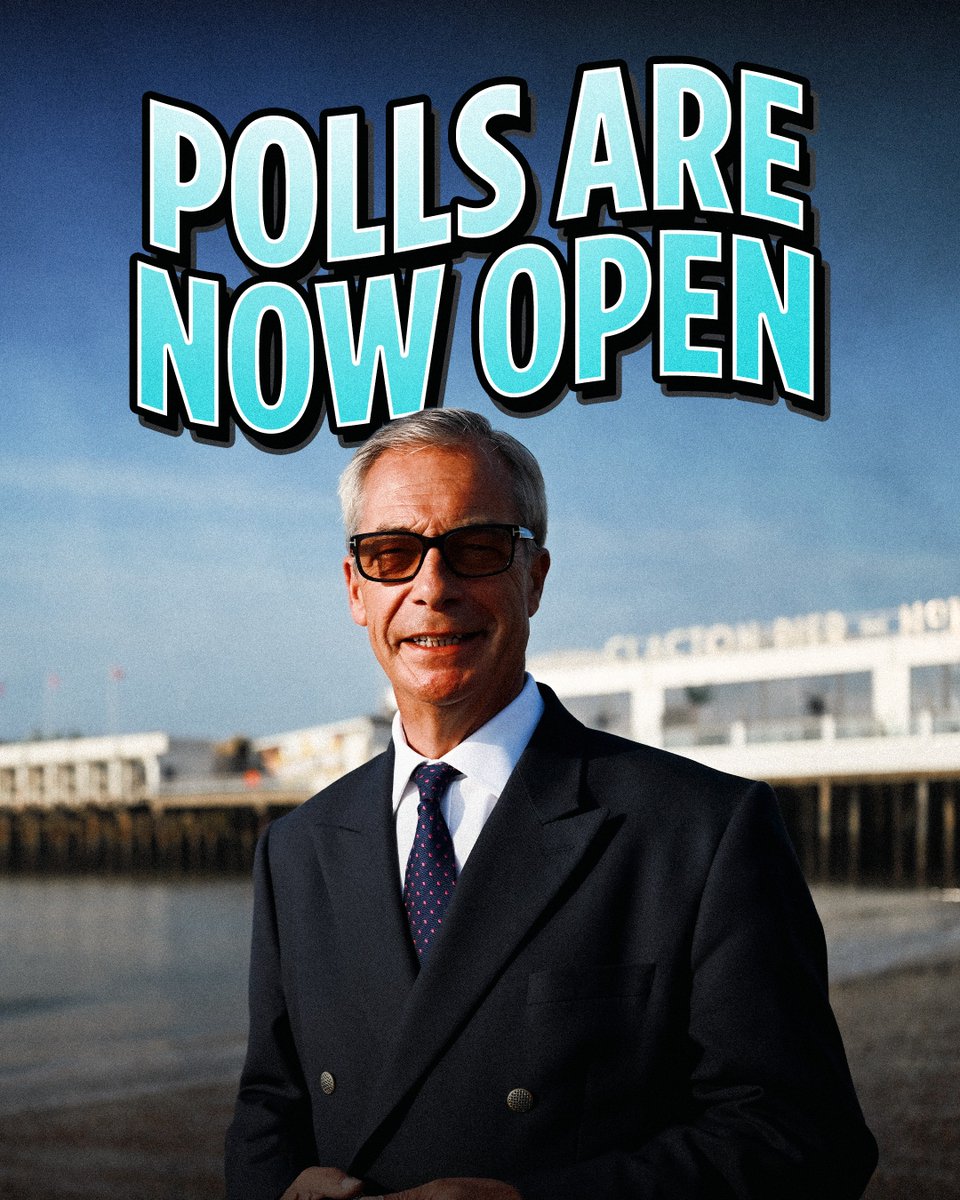 reformparty_uk's tweet photo. 🚨 POLLS ARE NOW OPEN 🚨

Today is the day the people of Clacton fight back against the establishment.

Remember to bring your photo ID! https://t.co/8BOy090MSd