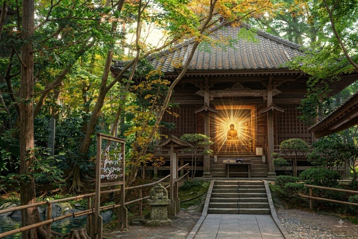 Maka953827's tweet photo. 平泉番外編、御堂巡り。今回は中尊寺の薬師堂へ。
御本尊は病を癒す薬師如来さま。近年改築され、月見坂に瑞々しく佇む美しいお堂です。
熊野より飛来と伝わる熊野権現も並び祀られます。熊野の速玉大神は薬師如来を本地仏とする神。仏と神が重なる神仏習合を感じました。
神恩感謝でございます。 https://t.co/QObRZ0RP9b