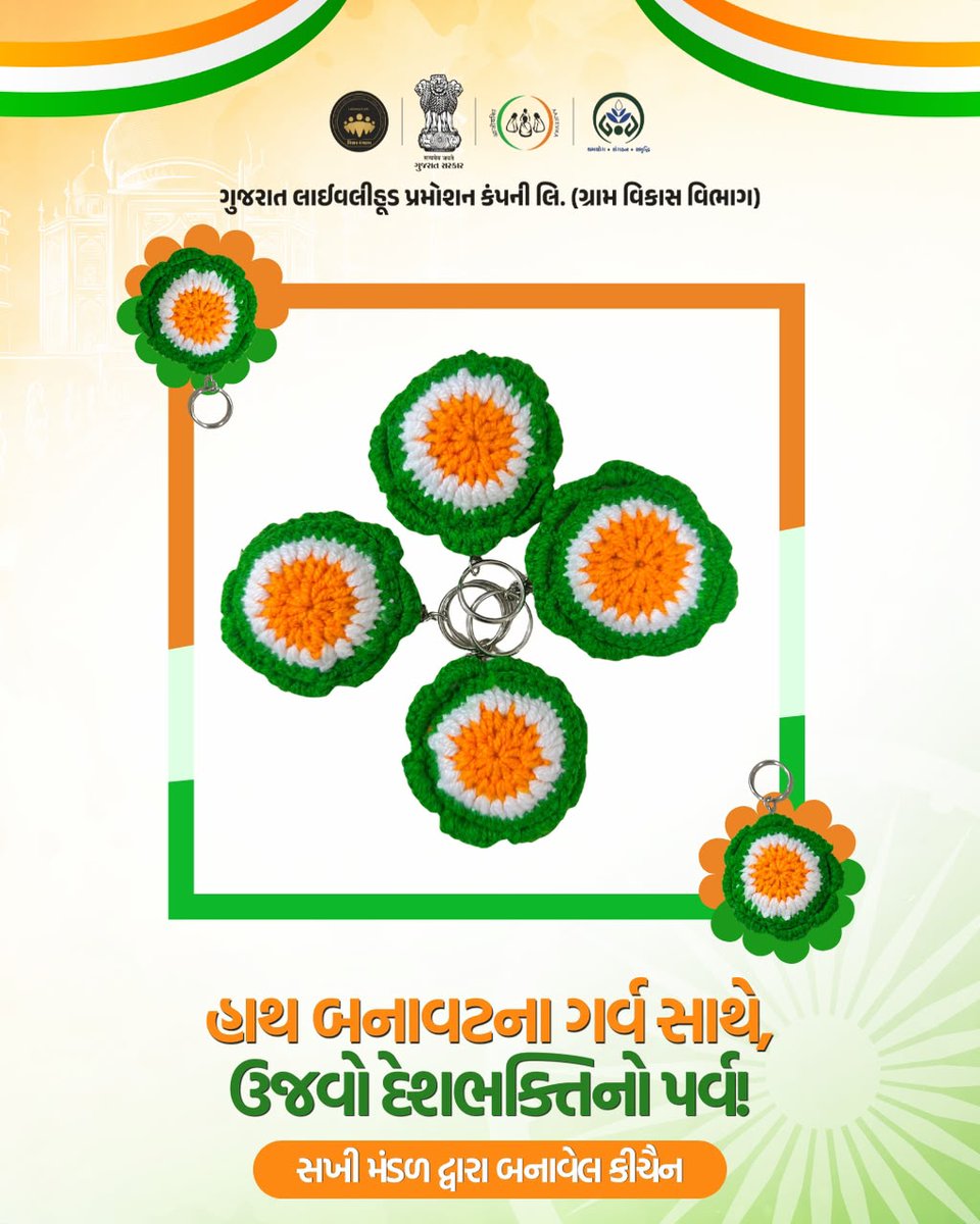 GlpcLivelihood's tweet photo. હાથોની કારીગરી અને દિલમાં દેશભક્તિ સાથે ચાલો આ સ્વતંત્રતા દિવસ પર દેશી હસ્તકલા સાથે દેશપ્રેમ ઉજવીએ. ❤️
#HarGharTiranga #HandmadeWithLove #DesiCraft #AatmanirbharBharat #MissionMangalam #GLPC #IndependenceDay https://t.co/JjWI03bXhu