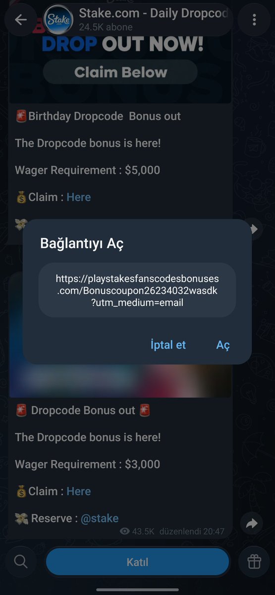 KateLeet1337's tweet photo. @StakeIRL  scammer bitch report them dont join their tg you will see phishing link looks like stakes bonus link https://t.co/JV1UHtu8wk they are scammer dont join guys @Stake https://t.co/zQNYLxPXj2