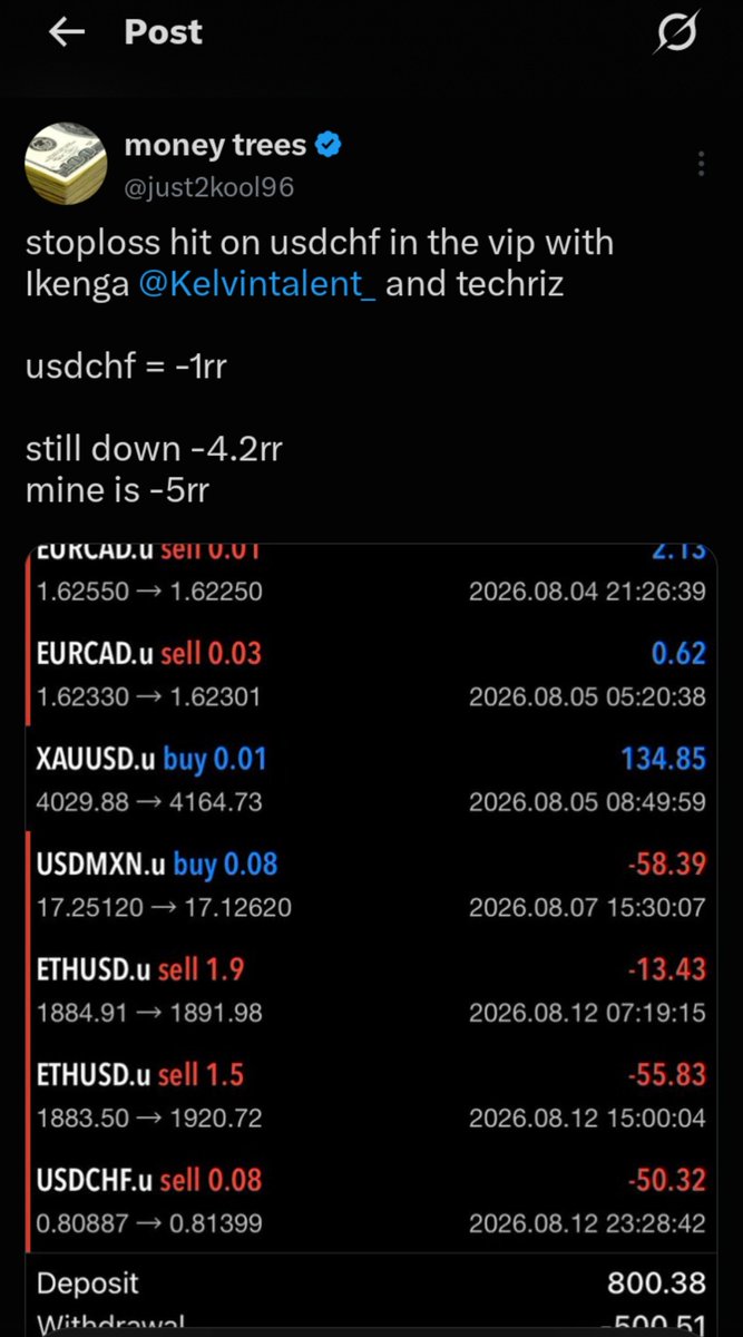 Ebonyibilli's tweet photo. @just2kool96  Bro, genuine question 👇

You paid for a VIP signal group  did you pay expecting every single signal to hit TP? 😂

Because if that’s the expectation, then I honestly don’t understand the point of paying for signals in the first place.

Forex is a probability game. Even the best analysts will take SL. What matters is what happens over 20, 30, 50+ trades, not whether one USDCCHF setup lost.

So let me ask you:

If you believe a mentor should never lose, why are you still following their signals instead of trading your own setups?

And if you’re going to post every SL, are you also posting every TP with the same energy?

No hate at all. I’m genuinely curious about your answer. 👀📊