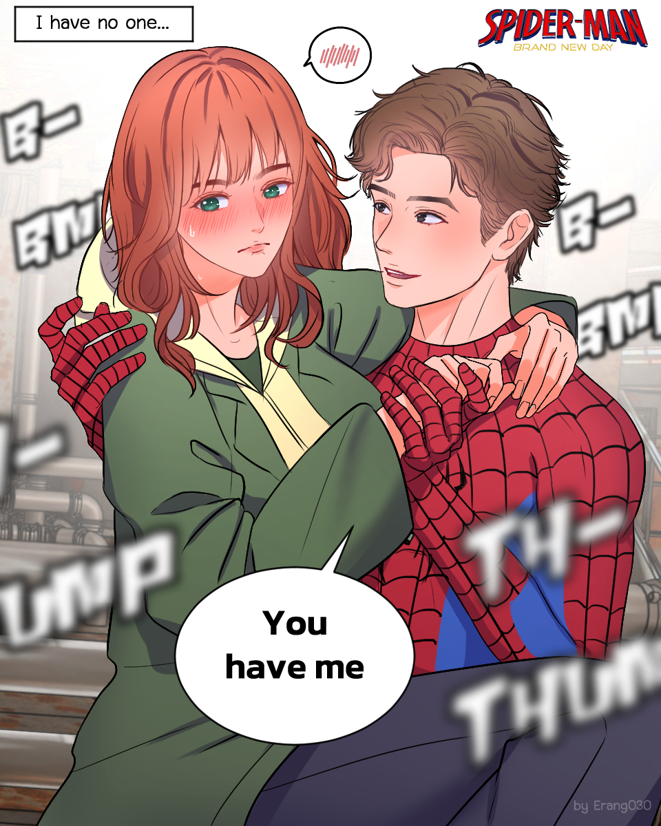 Eagle030kub's tweet photo. " You have me " วาด Fanart Peter Parker x Jean Grey งับ🕷️🕸️💙❤️ #fanart #Peterparker #Jeangrey #Spidermanbrandnewday https://t.co/kGqeD35DzO