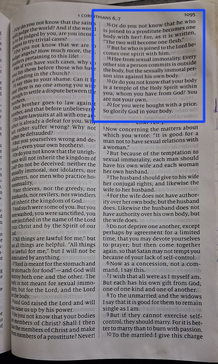 JBalokole's tweet photo. I booked an Airbnb to have fun with a daughter of jezebel, then i found a Bible inside.
We decided to refresh before the act because i didn't want to be choked by the odour coming from her 'cat', I couldn't take that risk.
To cut the long story short, I decided to peruse this Holy Book as i wait for her to come on bed, and that's when i came across this verse, 1 Corinthians 6:16-20. My lustful brothers, imagine i sent her away and slept alone the whole cold night without regrets.