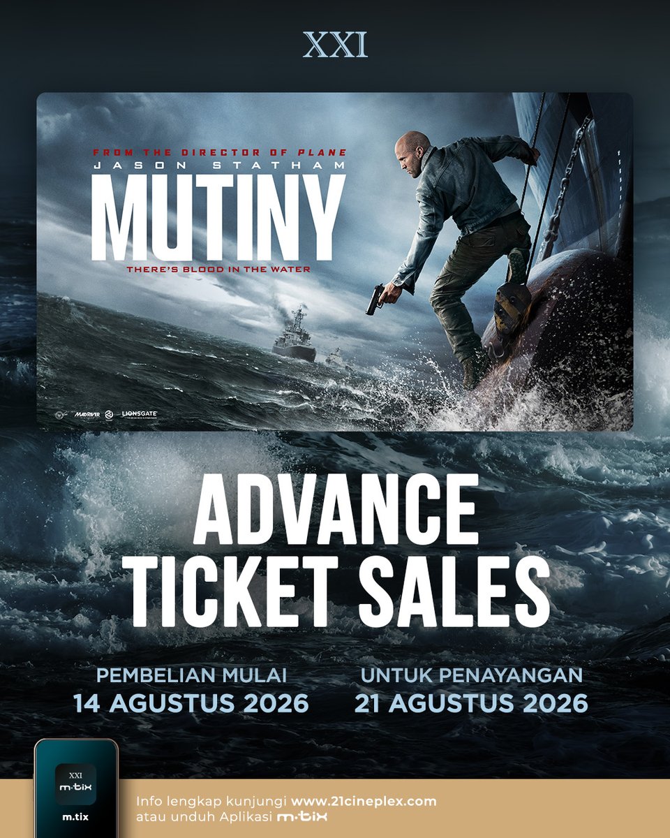 cinema21's tweet photo. Jason Statham balik lagi buat bikin bioskop makin panas 🔥

Amanin tiket MUTINY #diXXI duluan lewat m.tix dan ikuti aksi Cole Reed dalam misi balas dendam sekaligus membersihkan namanya! https://t.co/IpbJN8cmrT