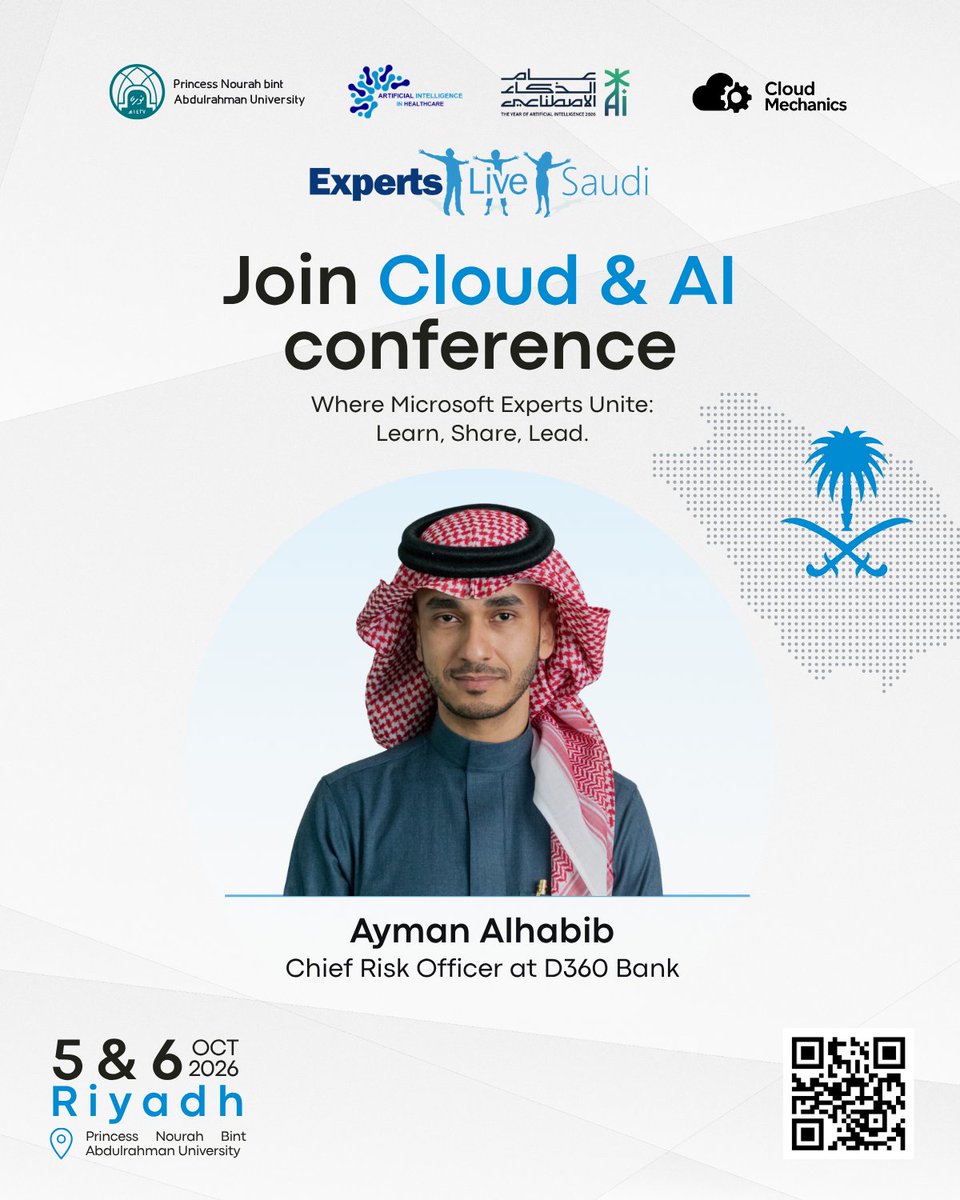 ExpertsLiveKSA's tweet photo. Zero Trust is shaping the future of cloud security.

Meet Ayman Alhabib, Chief Risk Officer at D360 Bank, joining Experts Live Saudi 2026 for a panel on Zero Trust Cloud Security for Saudi Enterprises.

Register: https://t.co/PBn6gxJMlH

#ELKSA26 #ZeroTrust #CloudSecurity https://t.co/rQg0fpc3xU