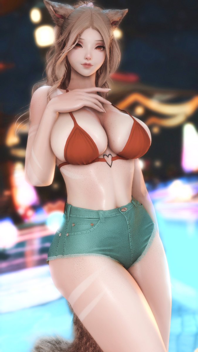 FF14Oni's tweet photo. At the moonfire event! 🌊 👙 https://t.co/Wcv2F7Jeux