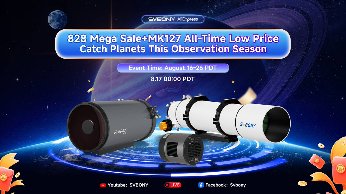 SVBONY_ALI's tweet photo. D-1 | SVBONY Planet Observation Live Tomorrow
PDT Aug 17 00:00
Svbony: https://t.co/N6Q6B74E0v
Svbony_AE: https://t.co/JxLpG3KEgI
FB Svbony: https://t.co/YWRqggNOy4
FB Svbony France: https://t.co/y3VYiW1XLM
AliExpress Store: https://t.co/VzkgooynTb
#svbonyaliexpress #828Live https://t.co/esM6T4kNPz